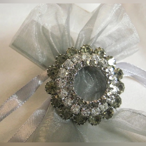 Vintage 3 Tier Rhinestone Circle Brooch Scarf Pin - Picture 1 of 6